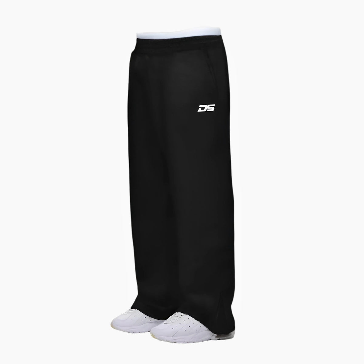 Black DS Signature sweatpants with DS logo on side, elastic waistband, tapered cuffs