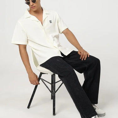 IVORY TEXTURED BOWLING SHIRT