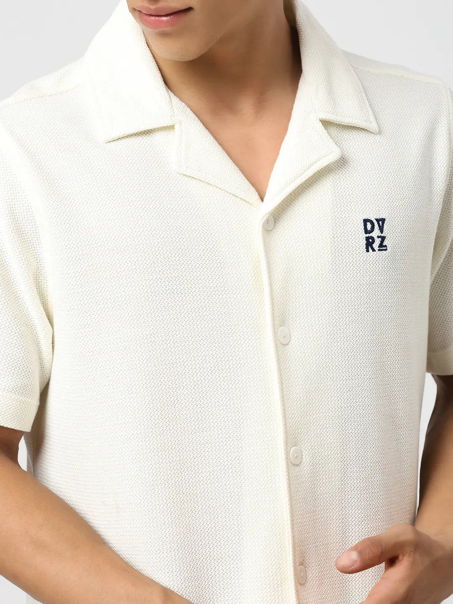 IVORY TEXTURED BOWLING SHIRT