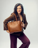 MOCHA ELEGANCE CREST TOTE BAGS FOR 16" LAPTOPS STROKES GALLERY