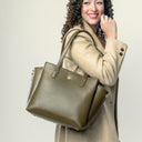 OLIVE OPULENCE CREST TOTE BAGS FOR 16" LAPTOPS STROKES GALLERY