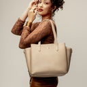 ALMOND CREME CREST TOTE BAGS FOR 16" LAPTOPS STROKES GALLERY