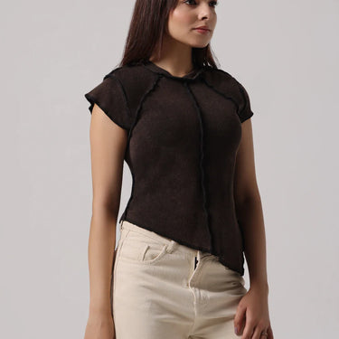 MOCHA REVERSIBLE EXPOSED STITCH TOP