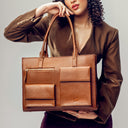 MOCHA ELEGANCE MAISON ELAN TOTE BAGS FOR 16" LAPTOPS STROKES GALLERY