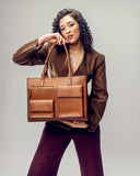 MOCHA ELEGANCE MAISON ELAN TOTE BAGS FOR 16" LAPTOPS STROKES GALLERY