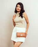 TIMELESS TAN CLUTCH WALLET CUM SLING STROKES GALLERY