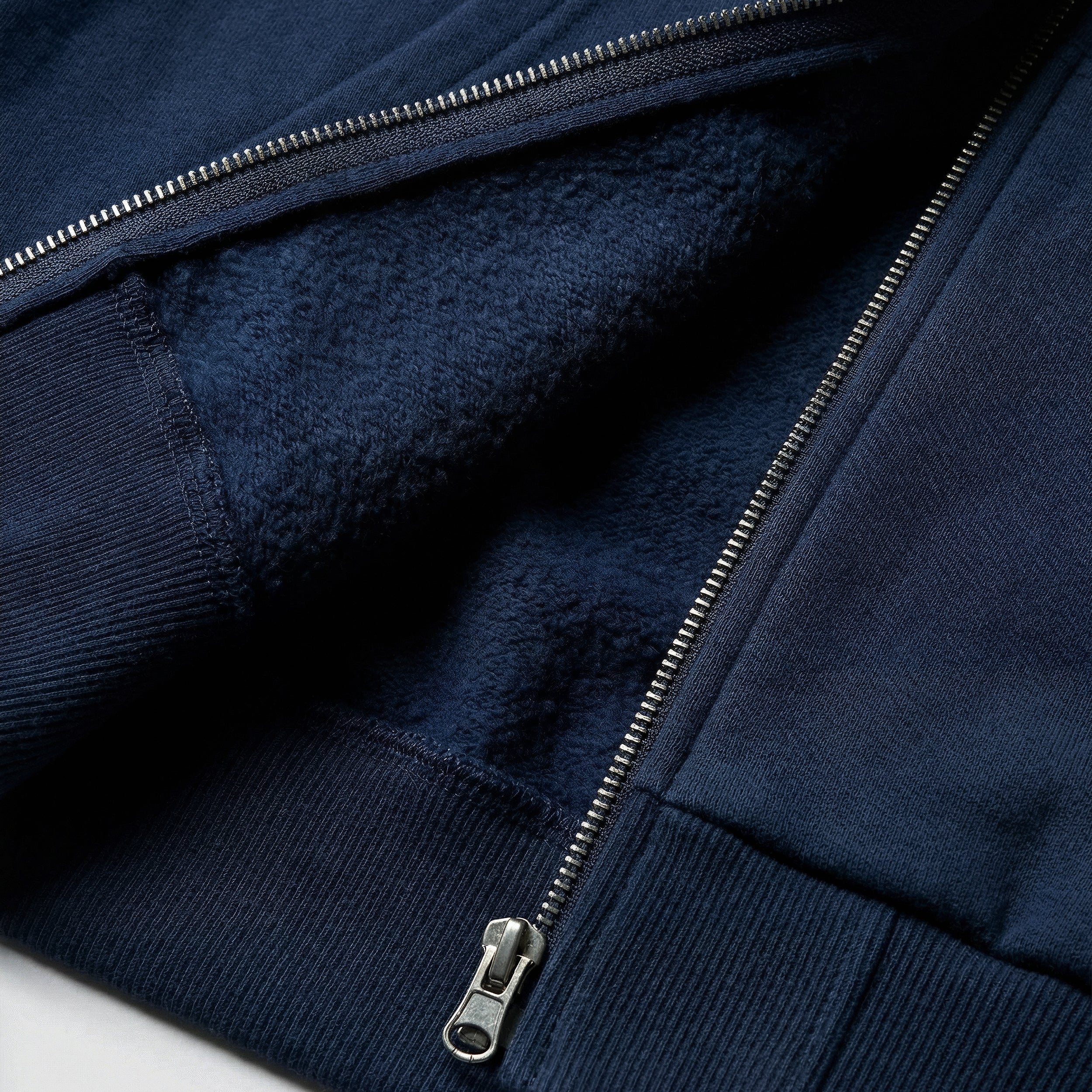 SCRIPT PREMIUM BASIC ZIP-UP HOODIE - NAVY