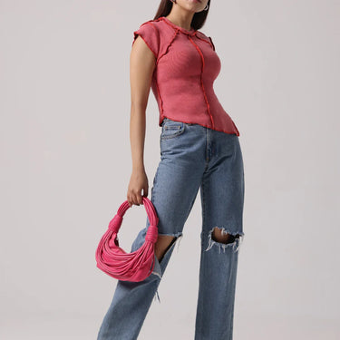 BLUSH REVERSIBLE EXPOSED STITCH TOP