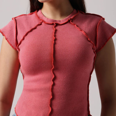 BLUSH REVERSIBLE EXPOSED STITCH TOP