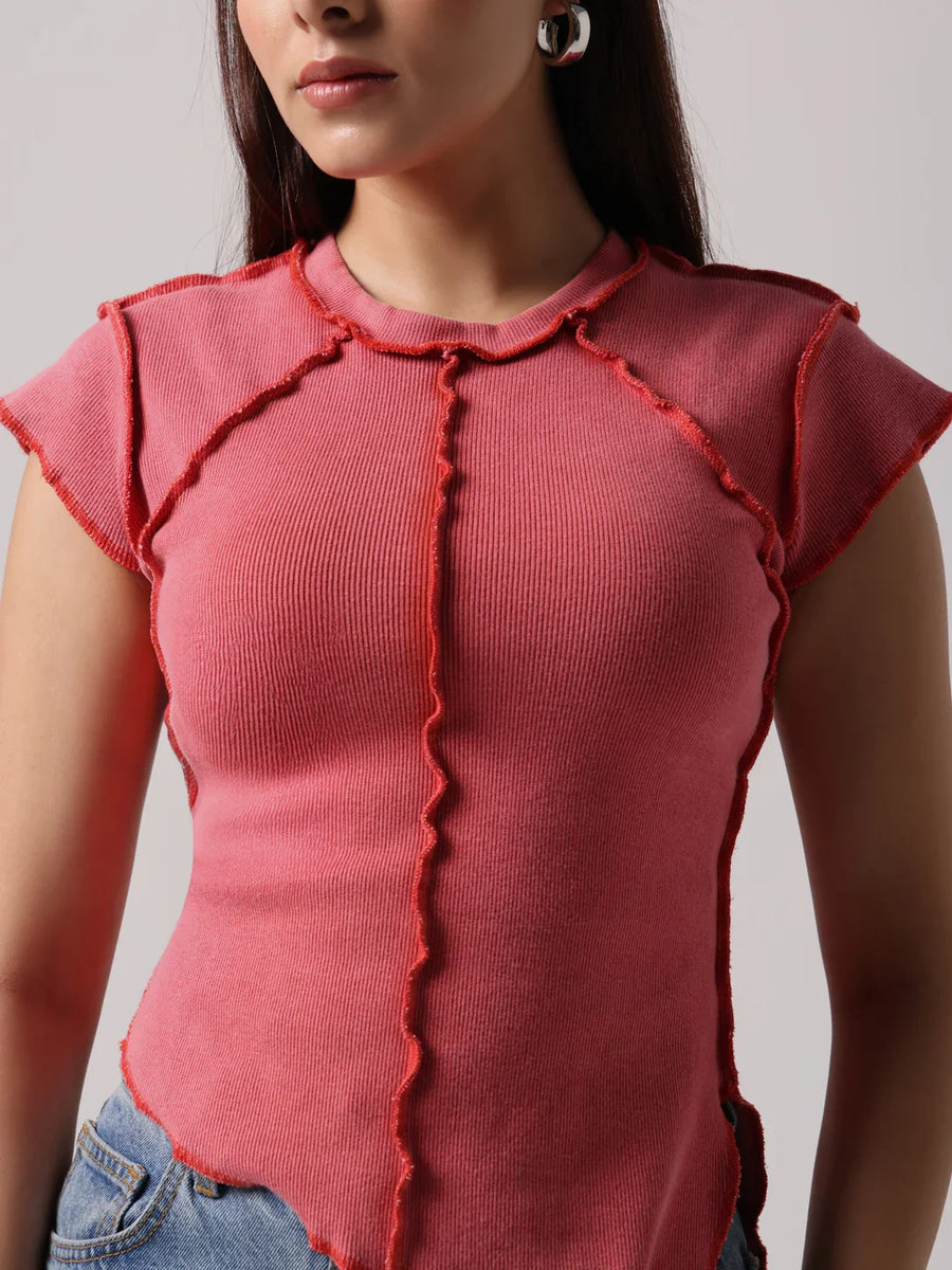 BLUSH REVERSIBLE EXPOSED STITCH TOP