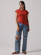 RUST REVERSIBLE EXPOSED STITCH TOP