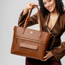 MOCHA ELEGANCE AUREA TOTE BAGS FOR 16" LAPTOPS STROKES GALLERY