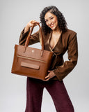 MOCHA ELEGANCE AUREA TOTE BAGS FOR 16" LAPTOPS STROKES GALLERY