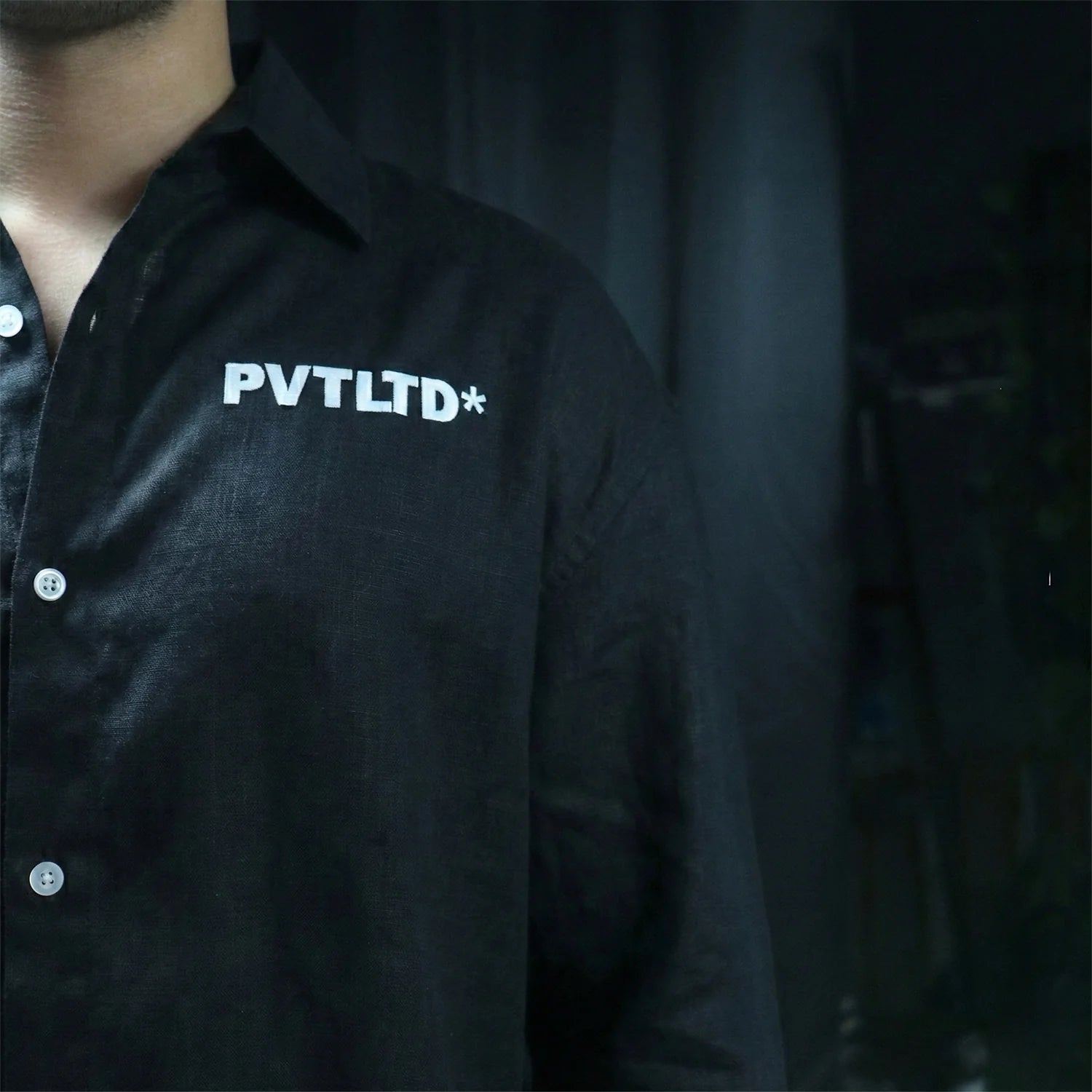 BLACK COTTON LINEN SHIRT