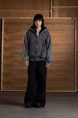 ECLIPSE Fade zip-up hoodie, dark gray front view with hood drawstrings