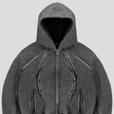 ECLIPSE Fade zip-up hoodie, dark gray with hood and drawstring, front zipper