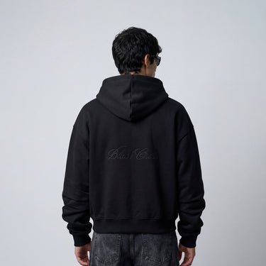 SCRIPT PREMIUM BASIC ZIP-UP HOODIE - BLACK