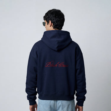 SCRIPT PREMIUM BASIC ZIP-UP HOODIE - NAVY