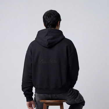 SCRIPT PREMIUM BASIC ZIP-UP HOODIE - BLACK