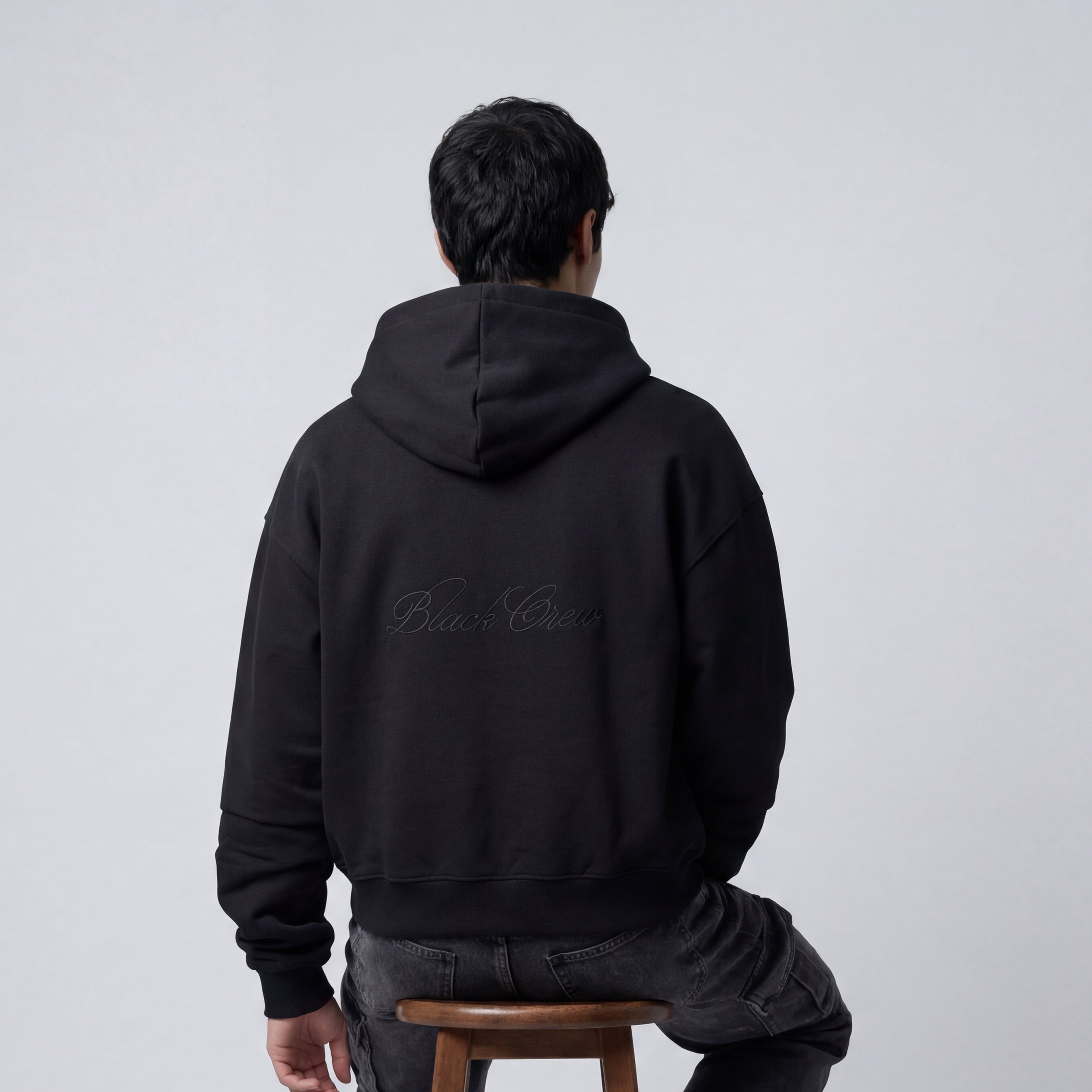 SCRIPT PREMIUM BASIC ZIP-UP HOODIE - BLACK