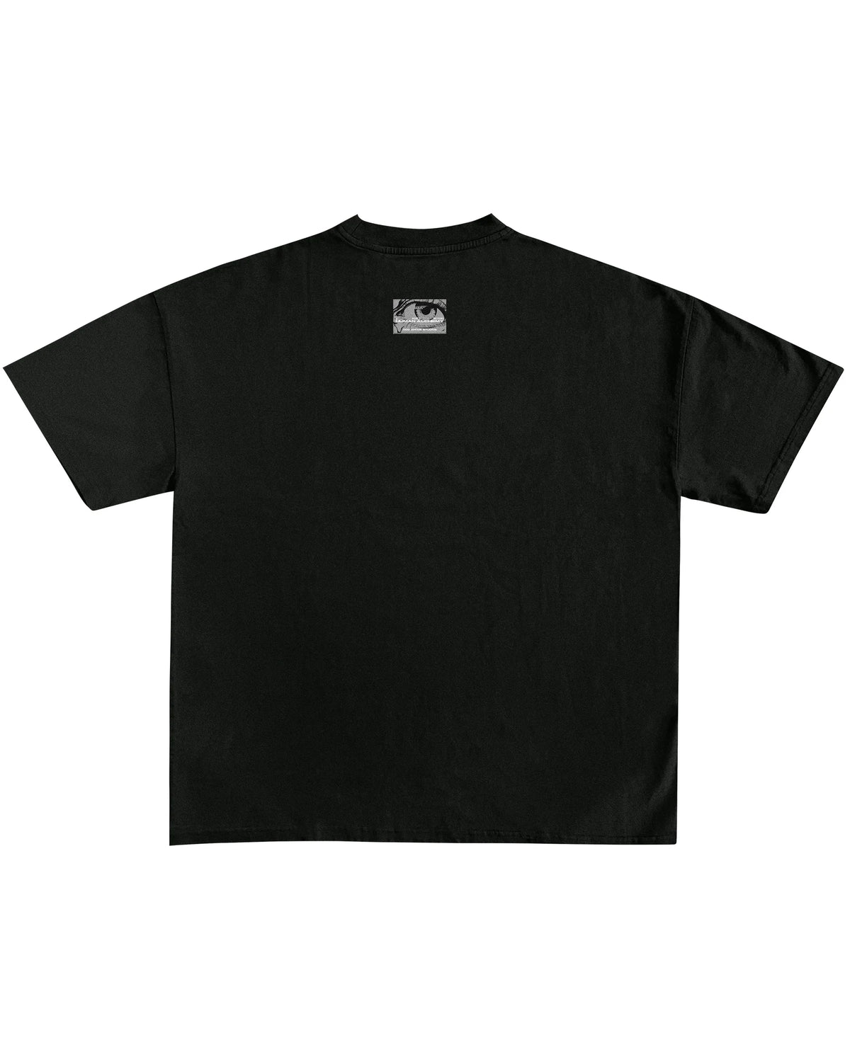 Black basic T-shirt with small chest eye graphic