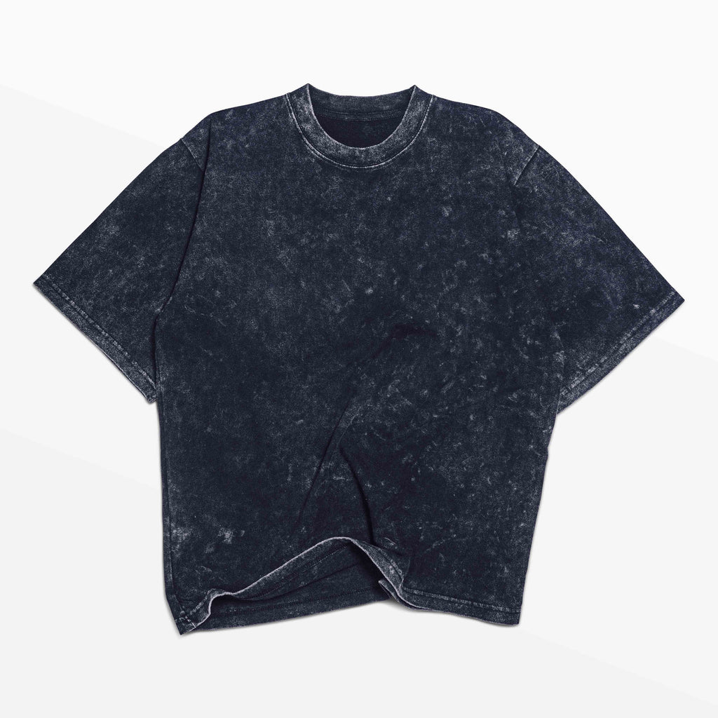 NAVY DISTRESS ACID WASHED TEE