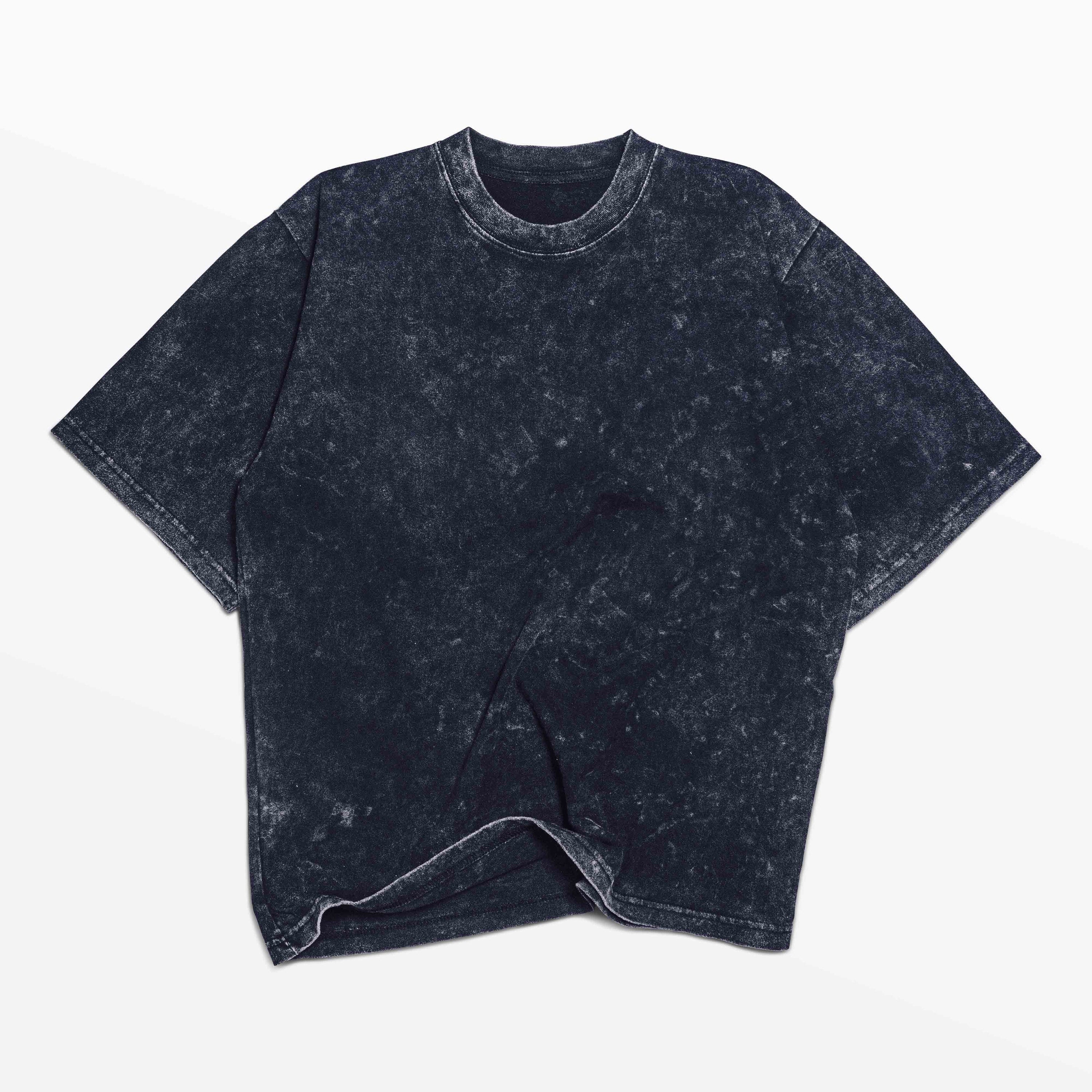 NAVY DISTRESS ACID WASHED TEE