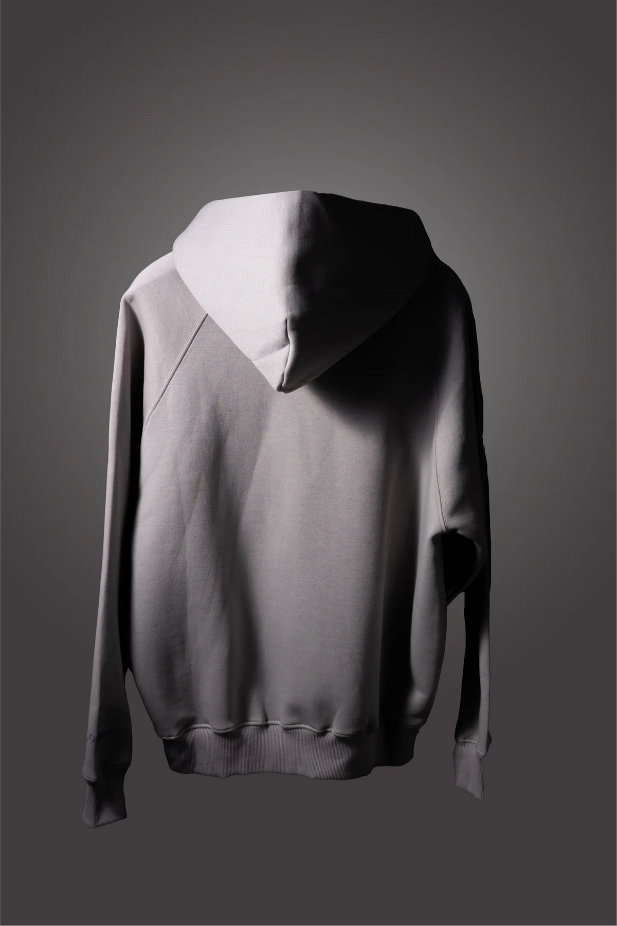 Light gray pullover hoodie with hood and front kangaroo pocket