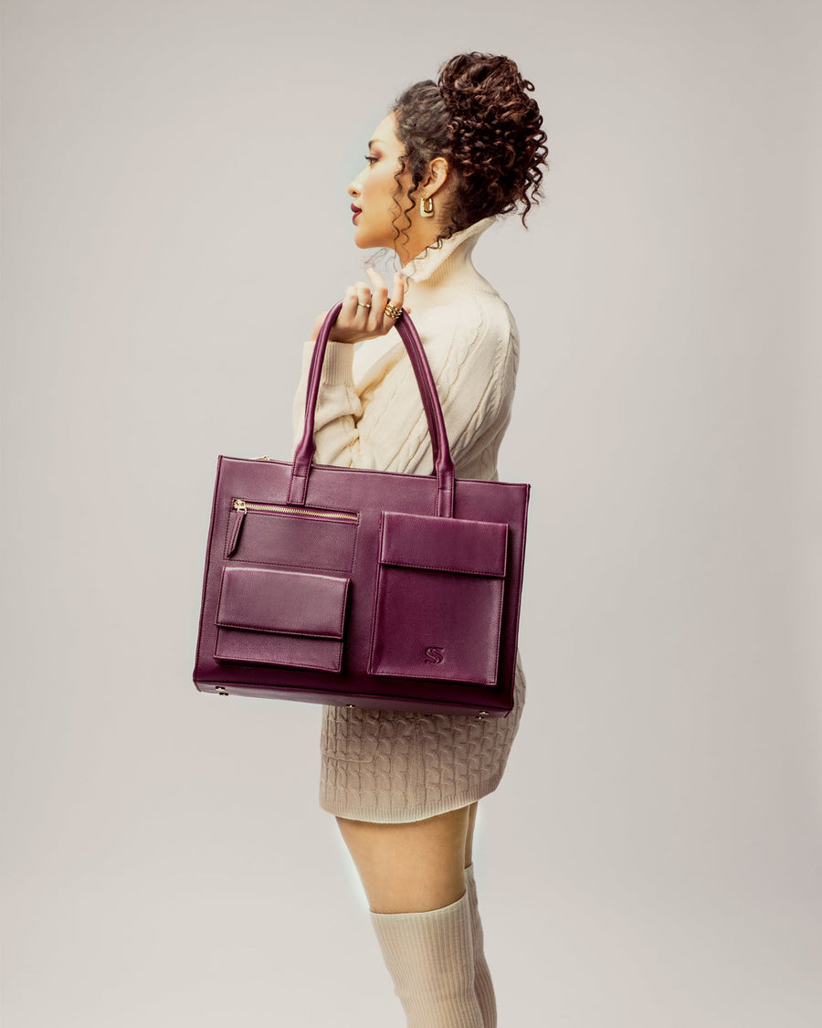 BURGUNDY BELLE MAISON ELAN TOTE BAGS FOR 16" LAPTOPS