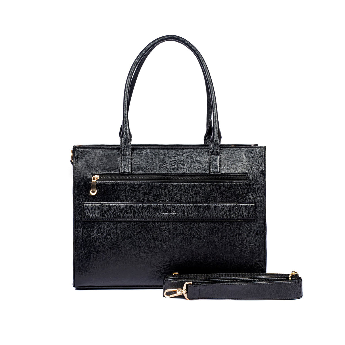 Charcoal tote with front zip pocket and matching detachable crossbody strap