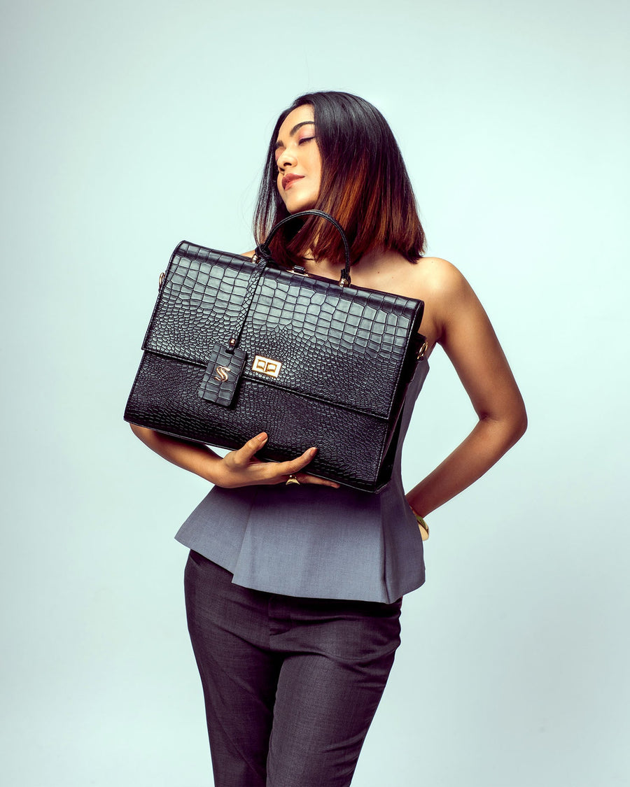 COMPACT CONVERTIBLE WORK BAG FOR 14" LAPTOPS - CHARCOAL CHIC