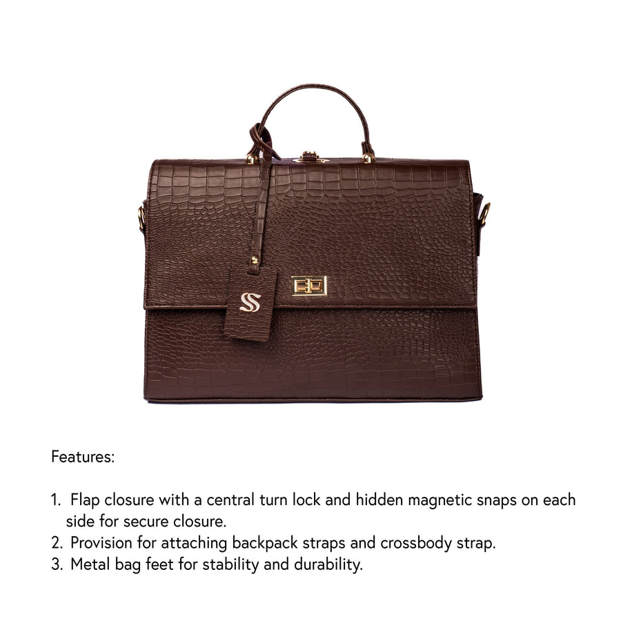 COMPACT CONVERTIBLE WORK BAG FOR 14" LAPTOPS - MAHOGANY MYSTIQUE
