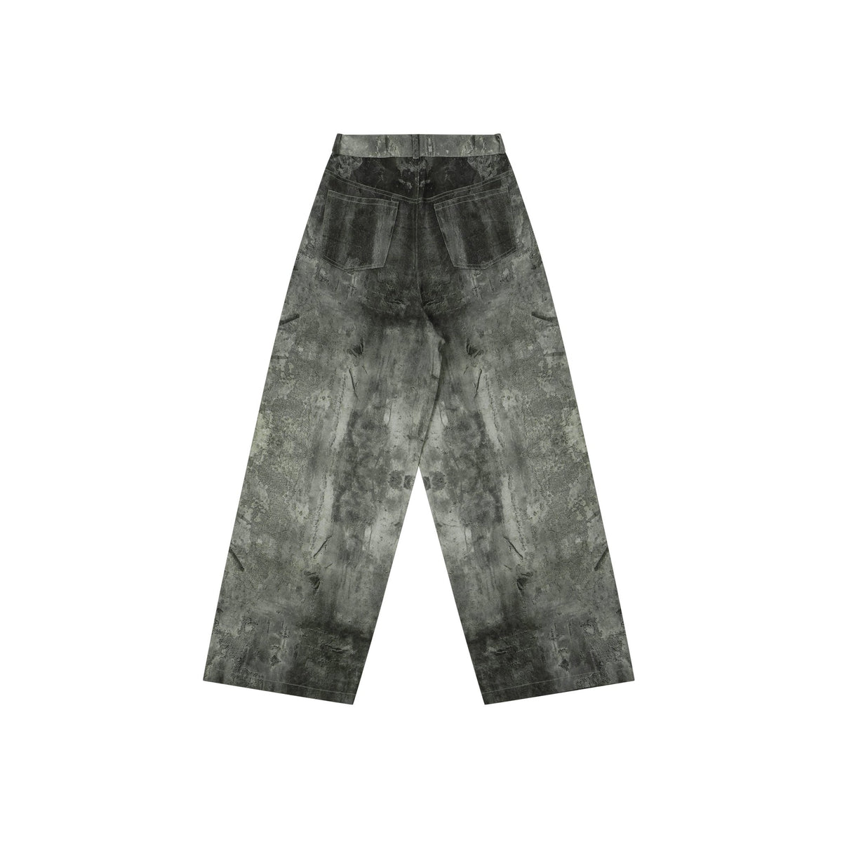 Wide-leg pants with dark gray washed concrete pattern