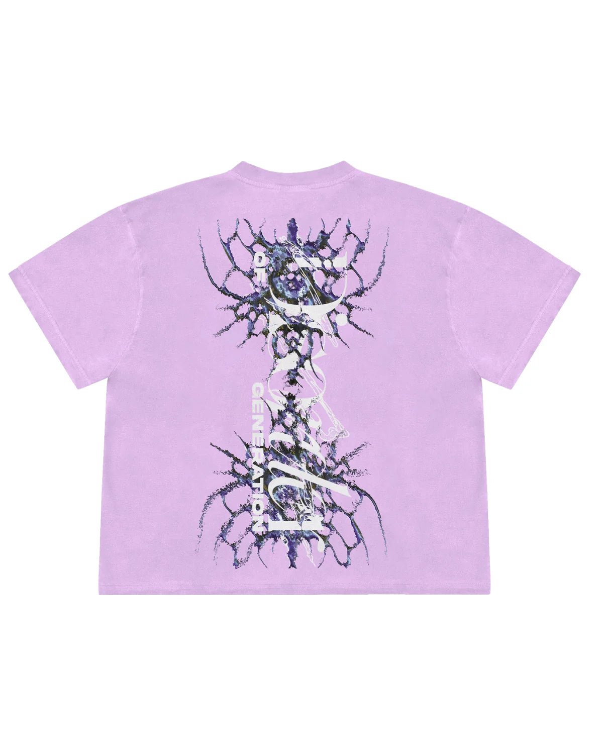 Lavender T-shirt with large back graphic illustration