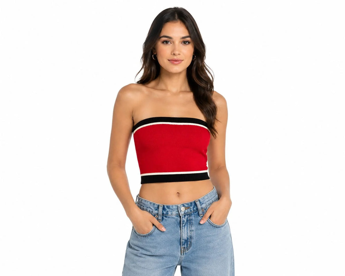 STRAPLESS TOP - RED-thumbmail-1
