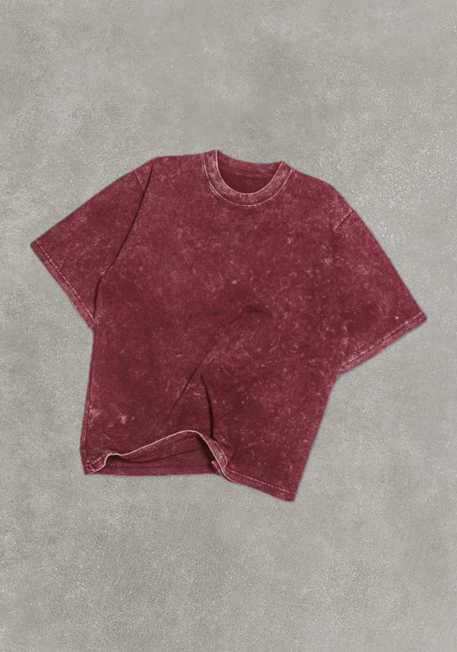 CRIMSON LUXE ACID WASHED TEE