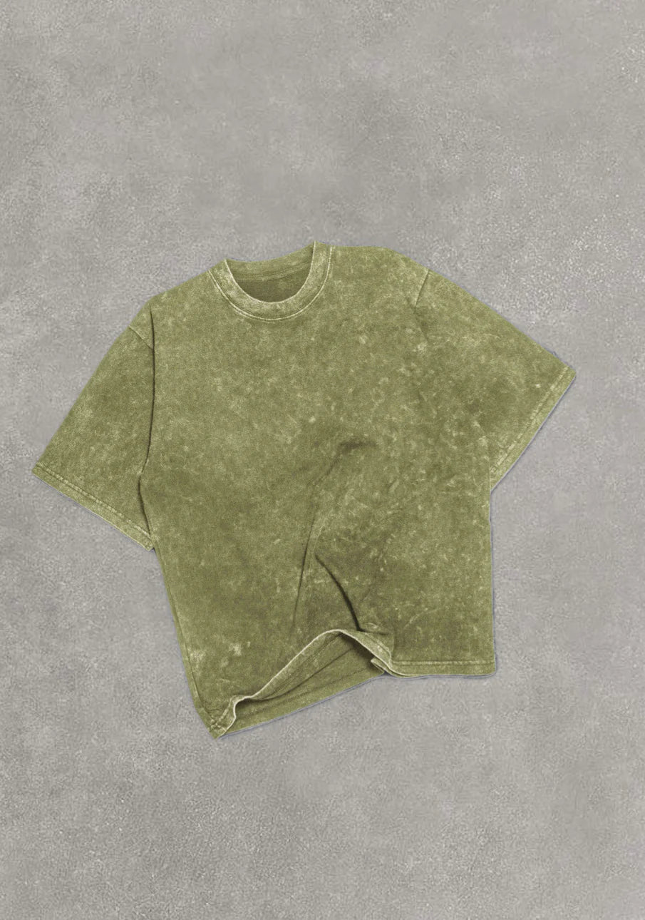 OLIVE ROYALE ACID WASHED TEE
