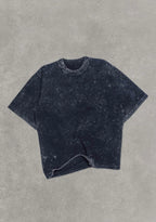 NAVY DISTRESS ACID WASHED TEE