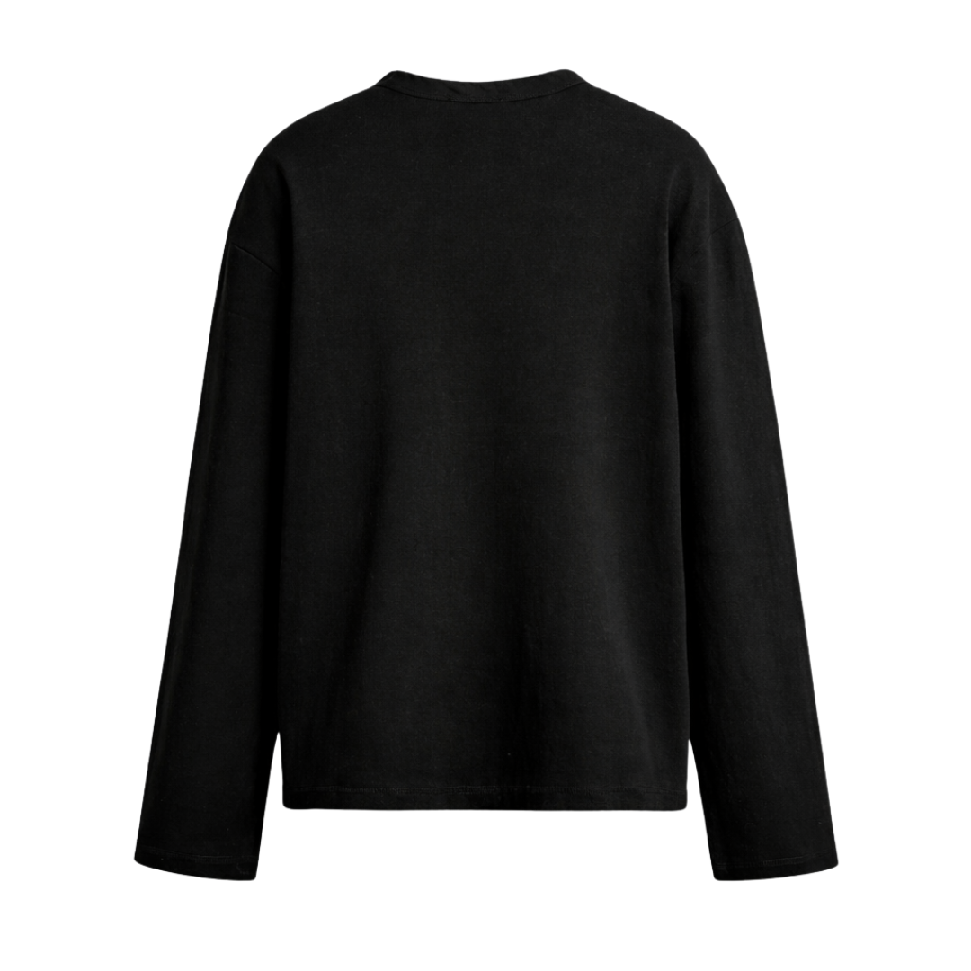 LUXE HENLEY TEE - BLACK