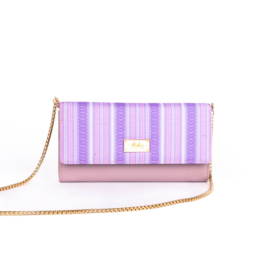 LILAC LEAVES CLUTCH WALLET CUM SLING