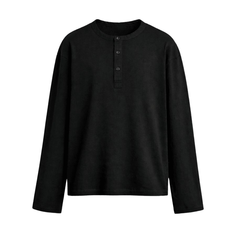 LUXE HENLEY TEE - BLACK