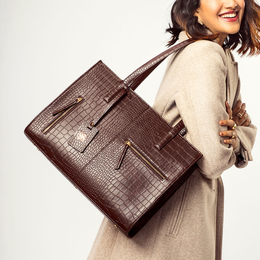 MAHOGANY MYSTIQUE AMIRA TOTE BAG FOR 16' LAPTOPS