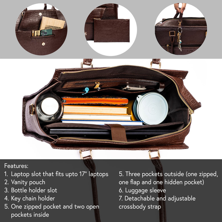 MAHOGANY MYSTIQUE GRANDE TOTE BAG FOR 17' LAPTOPS