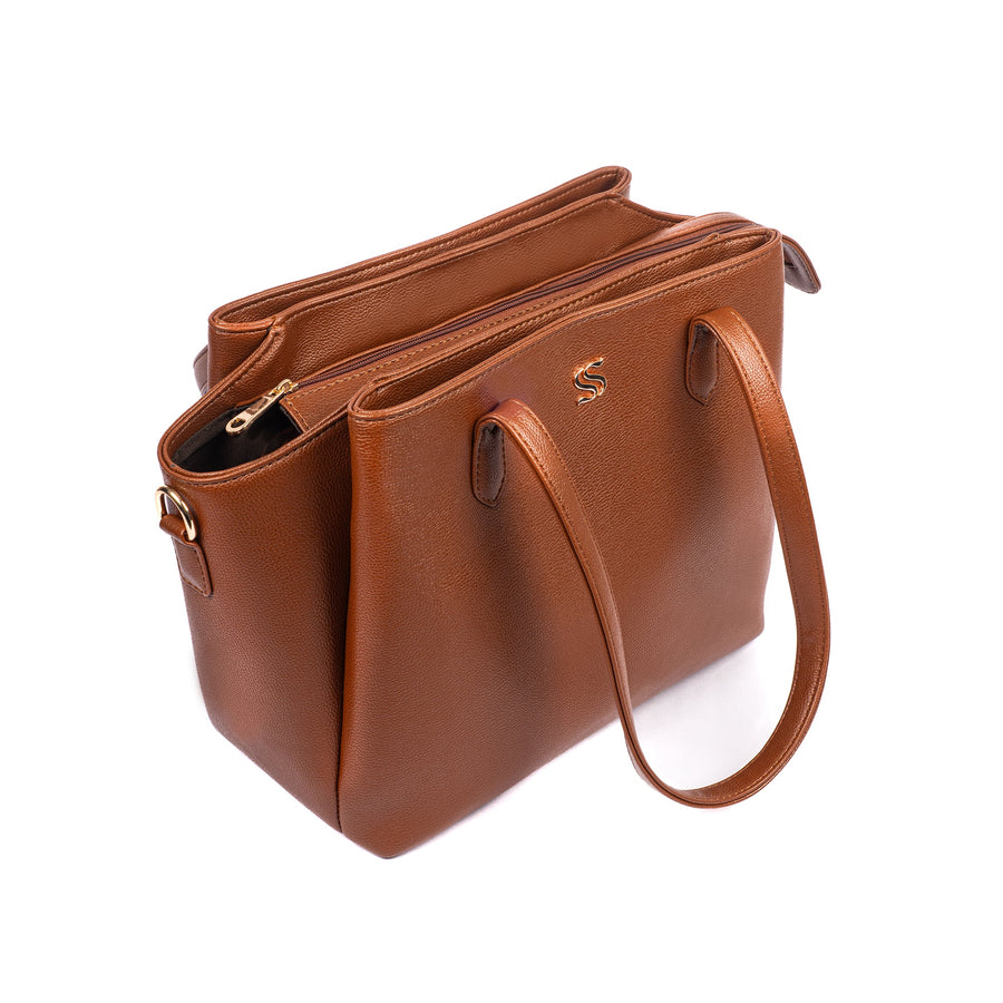 MOCHA ELEGANCE CREST TOTE BAGS FOR 16" LAPTOPS