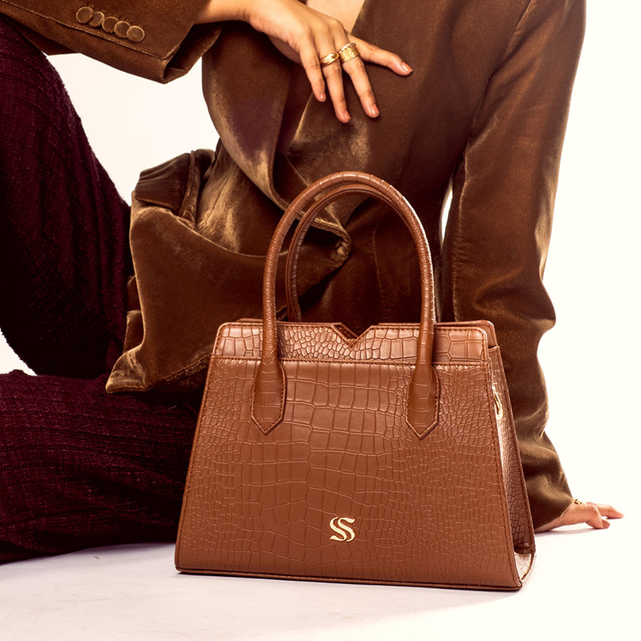MOCHA ELEGANCE POISE HANDBAG