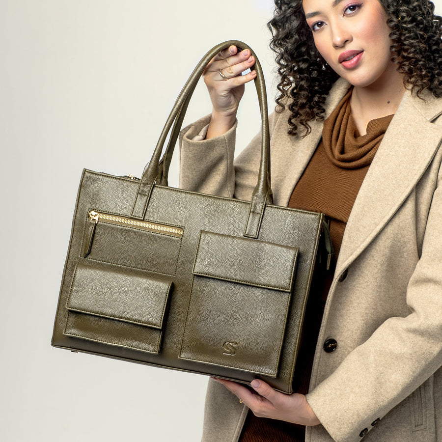 OLIVE OPULENCE MAISON ELAN TOTE BAGS FOR 16" LAPTOPS