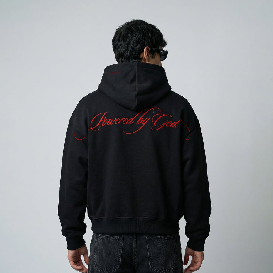 POWERED BY GOD HOODIE - BLACK