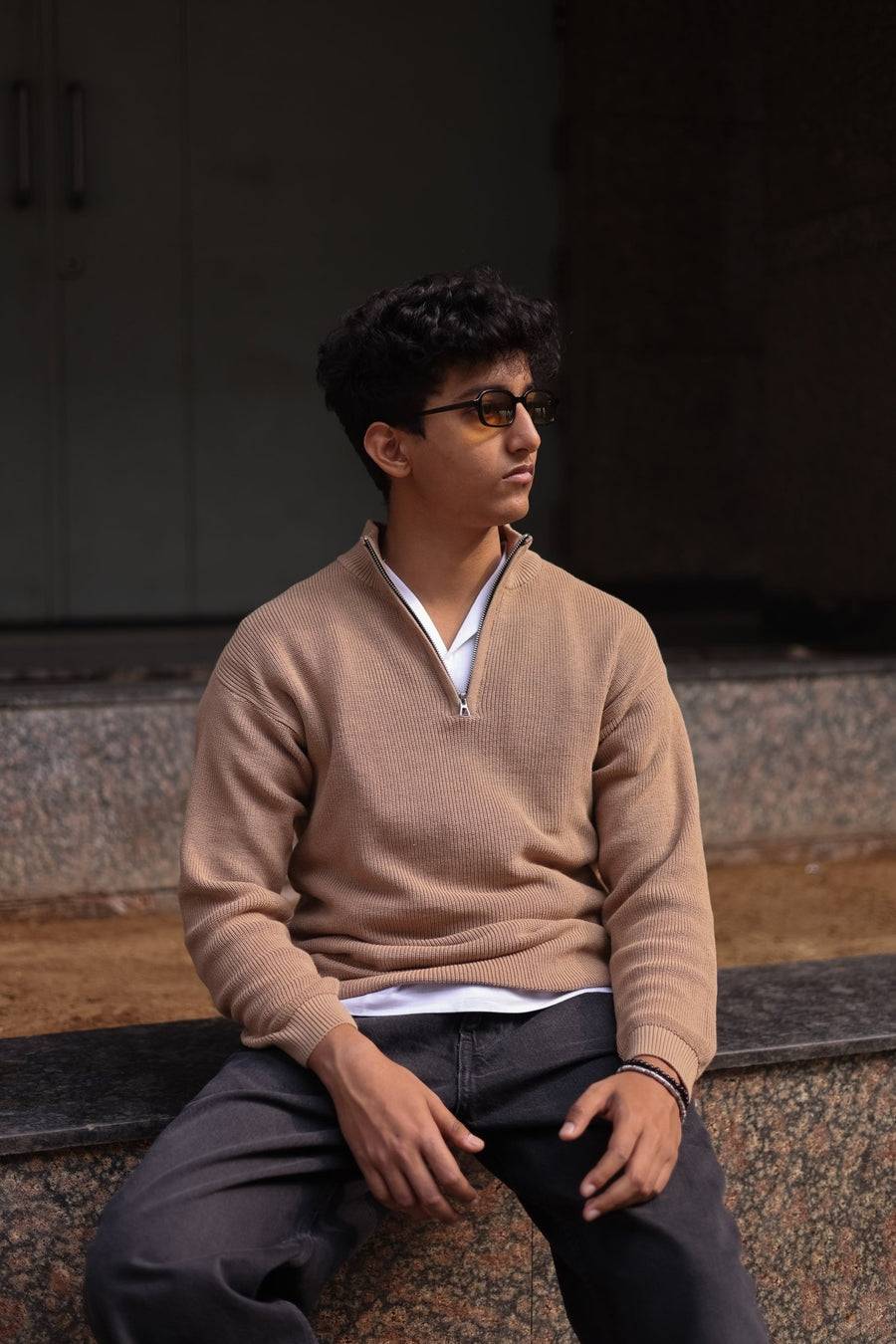 QUARTER ZIP - BEIGE