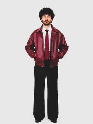 LON LEATHER JACKET - CHERRY RED