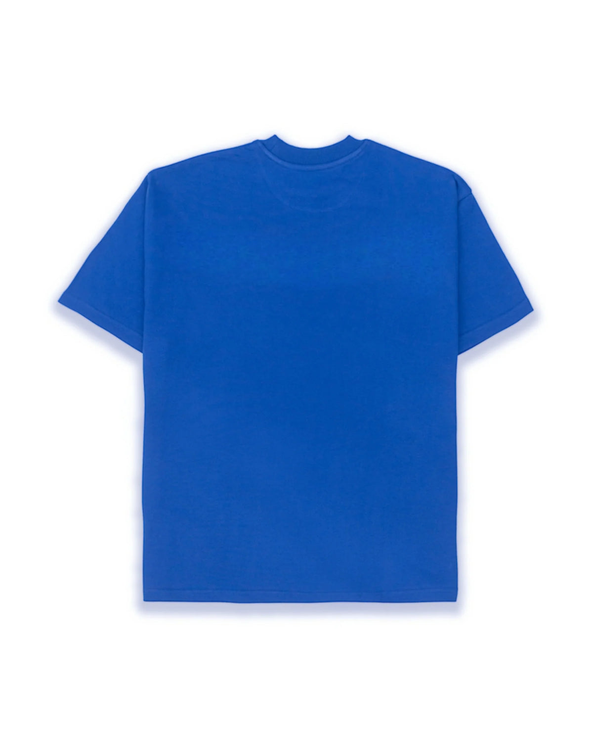 Blue plain T-shirt with short sleeves and crew neck